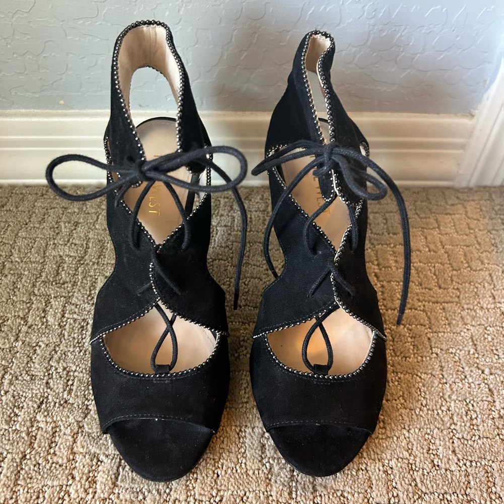 Nine West Black Lace-Up Heels